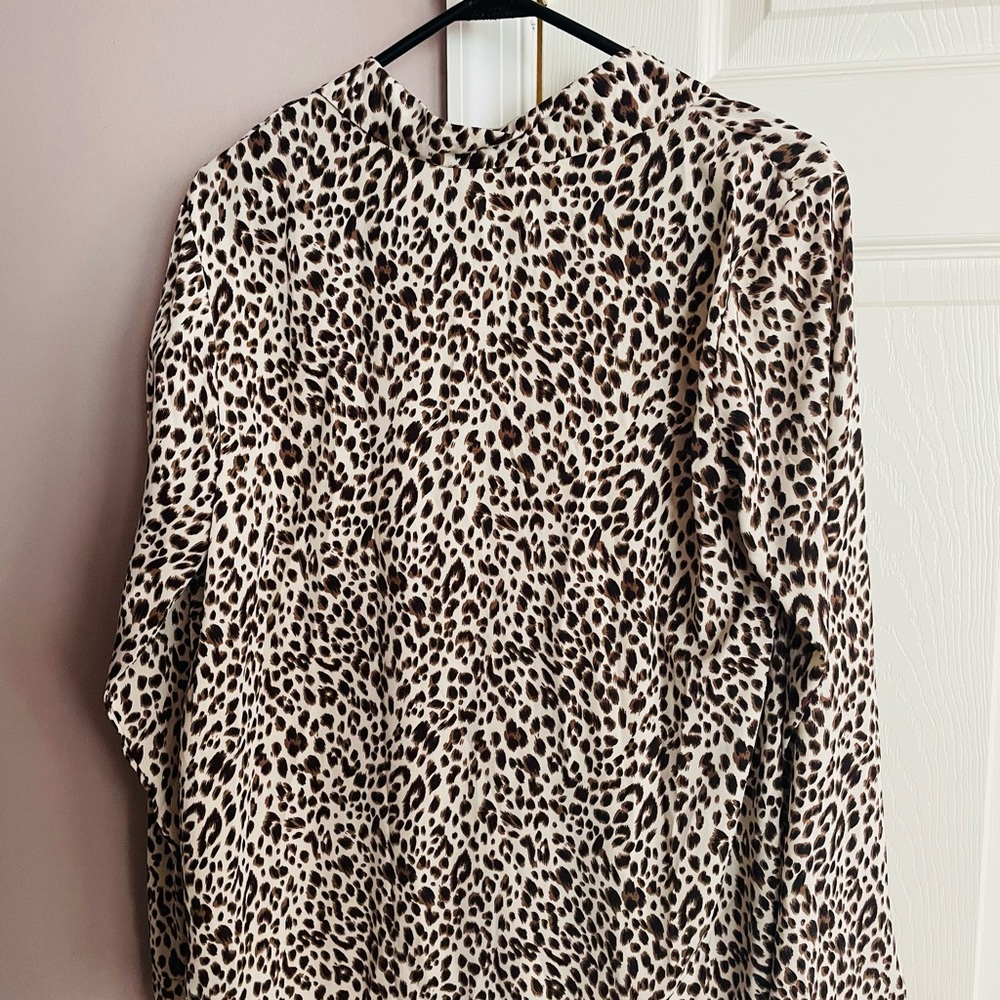 Womens animal print button down blouse